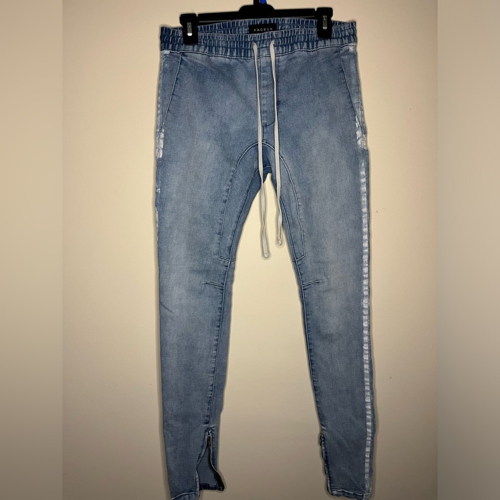 EUC PacSun Active Stretch Blue Joggers with Drawstring - Size Small